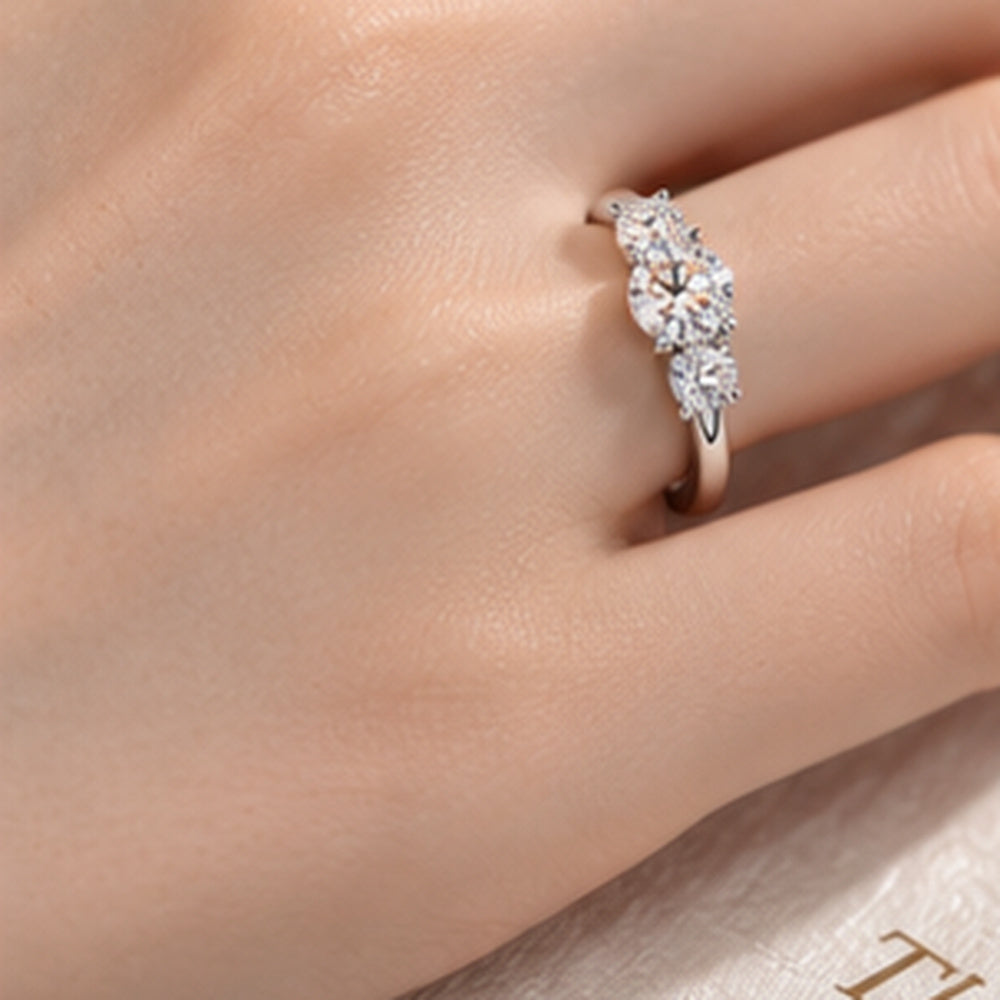 Three-Stone Double claws Engagement Ring (3.0 ct. tw)